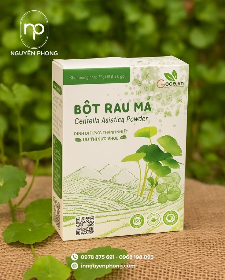 Mẫu hộp đựng bột rau má thiết kế trang nhã